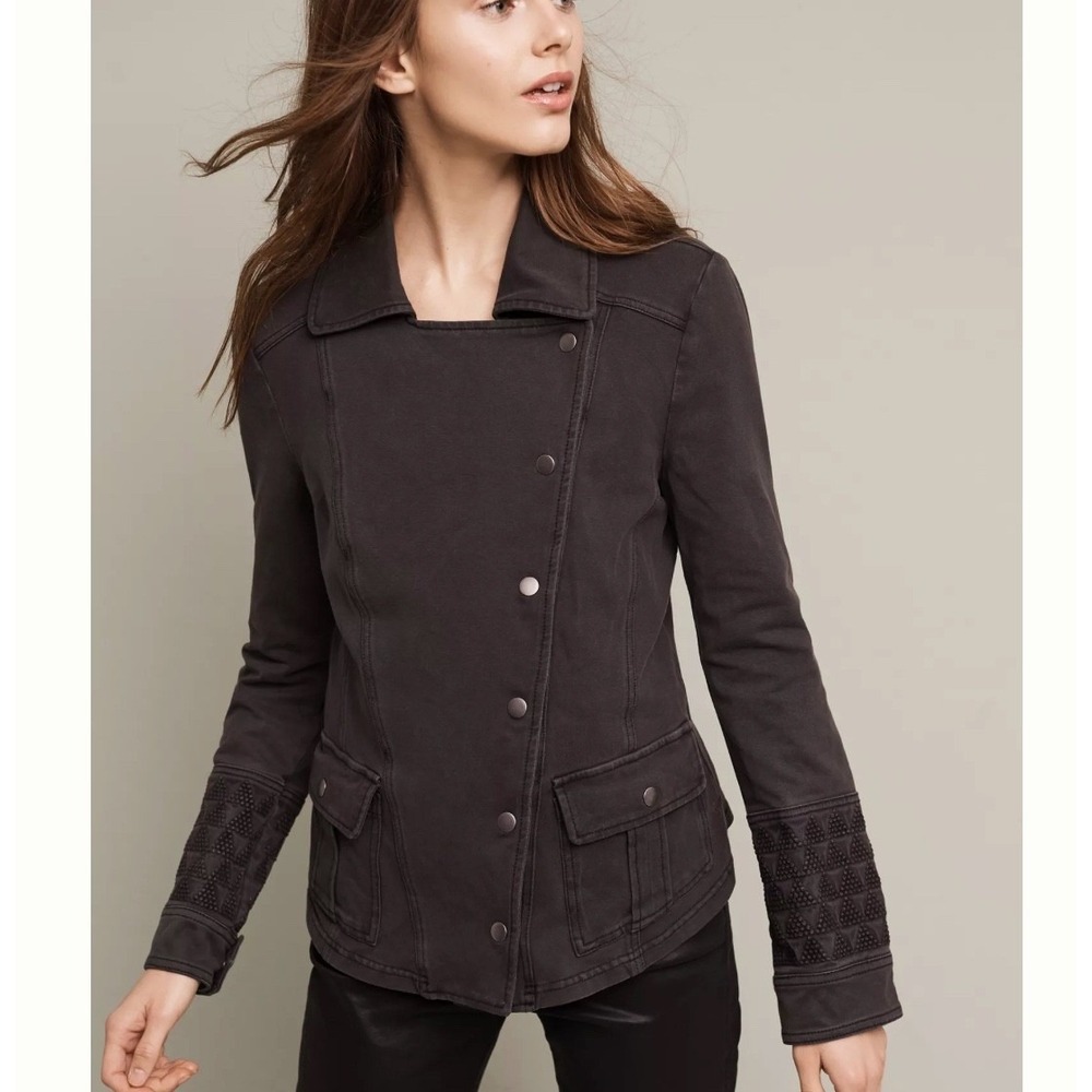 Anthropologie Hei Hei Cadre Knit Military Moto Jacket Black XS Asymmetrical